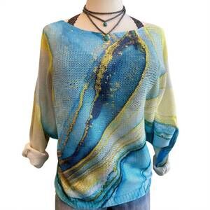 NEW LOOWIE women's tie-dye long sleeves sweater in blue
